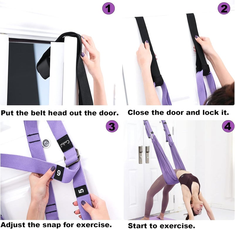 tchrules Leg Stretcher Strap, Backbend Training Belt with Door Anchor, Flexibility Trainer Stretching Equipment Assist Stretch Strap for Fitness Gymnastics Dance Aerial Yoga Ballet - Image 4